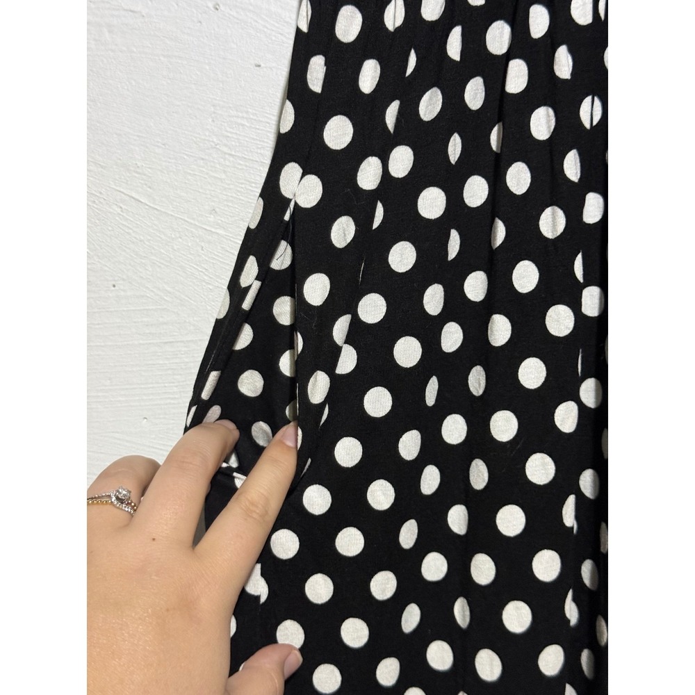 NWT LilBetter Womens Polka Dot Maxi Dress 2XL Black White Sleeveless Jersey Knit - Picture 3 of 7